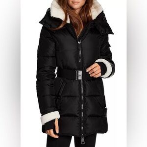 SAM. Black Courtney Puffer Jacket with Shearling Accents